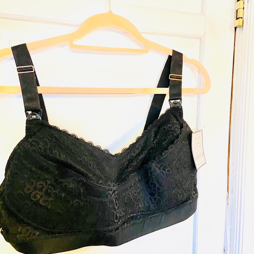 NWT Black lace nursing and pump bra